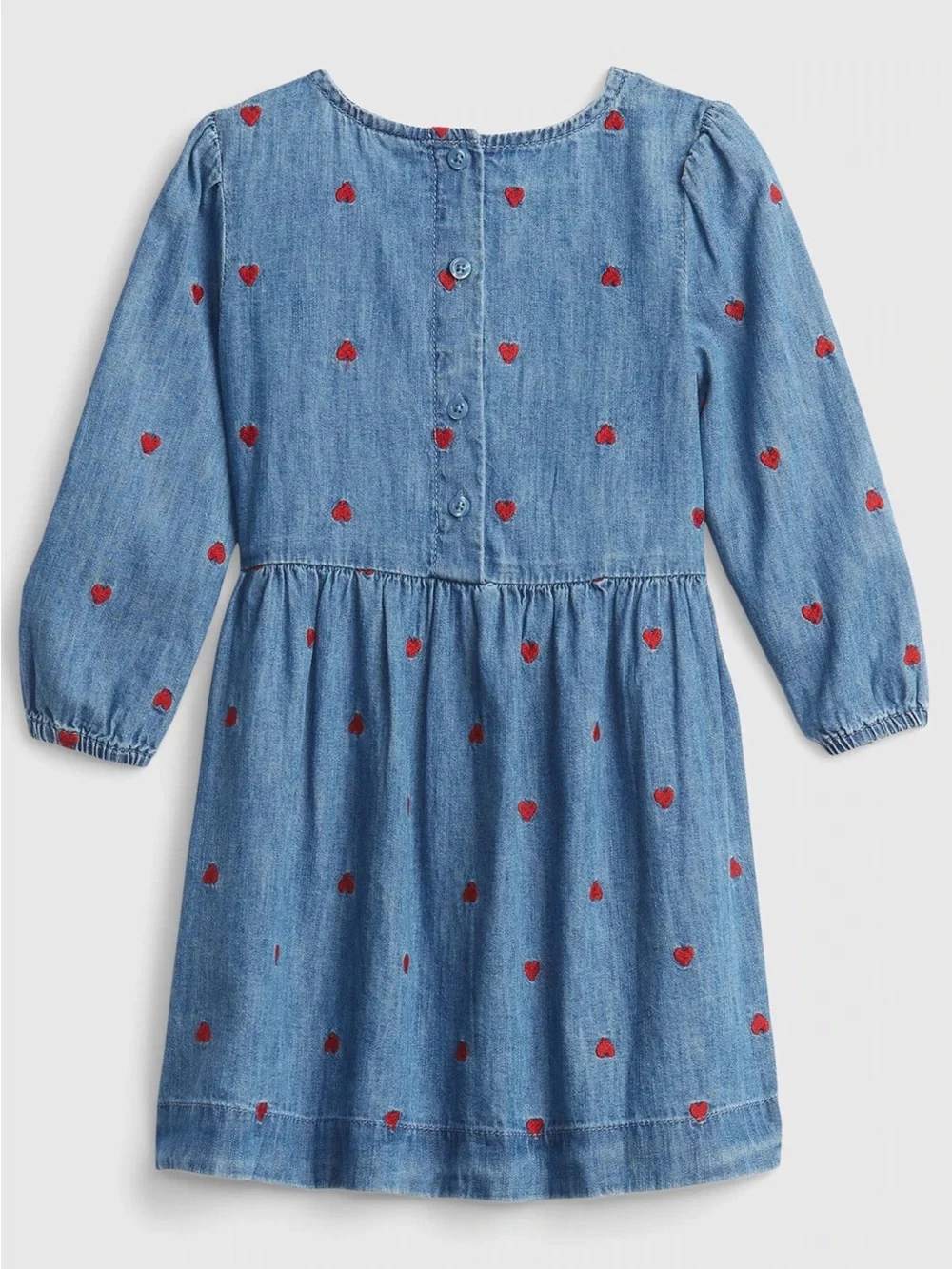 GAP Blue Denim Dress with Red Heart Embroidery